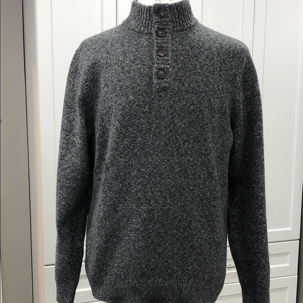 Old Navy Gray Heather Knit Sweater – Men’s XL – 4-Button Cowl Neck